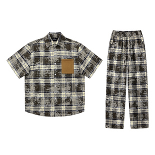 【陆虎同款】辛普森一家潮牌衬衫套装男2025夏季新款趣味小丑印花