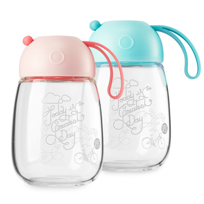 OPUS小Q单层耐热玻璃杯女韩版清新可爱家用喝水杯子便携耐热320ml