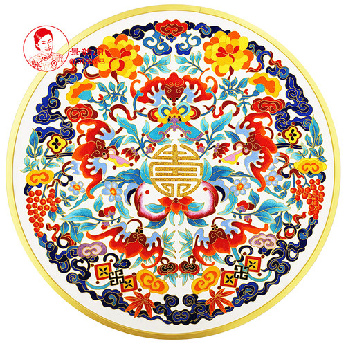《五福祝寿》景泰蓝掐丝珐琅画diy材料包新中式装饰画贺寿礼非遗