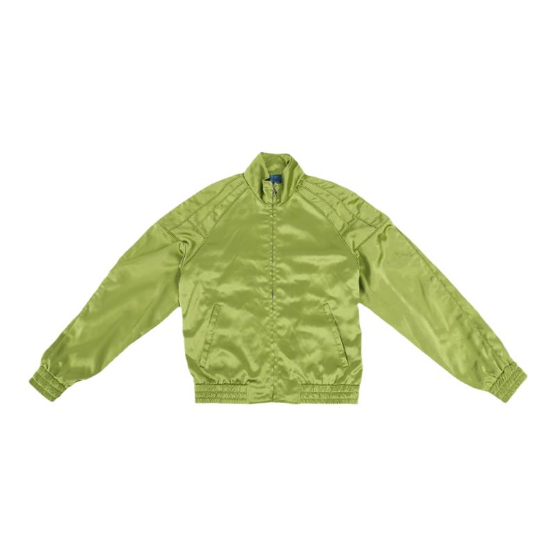 醋酸荧光绿棒球服夹克立领宽松