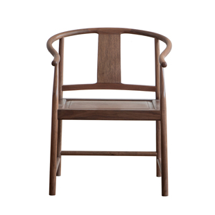 空器新中式黑胡桃木实木圈椅三件套围椅太师椅官帽椅茶椅主人客椅