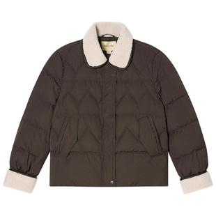 诗篇专选毛绒翻领海浪波纹短款羽绒服女2025冬款