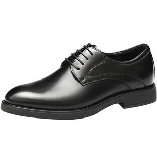 报喜鸟男鞋秋冬男士正装皮鞋光面黑色小牛皮商务绅士英伦德比鞋