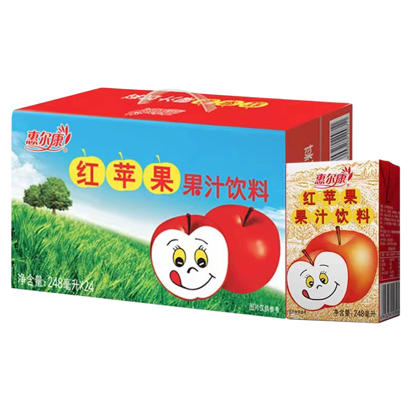 惠尔康苹果汁红苹果饮料80后怀旧饮品盒装整箱网红官方正饮料