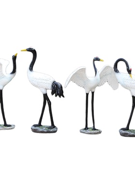 水池仿真丹顶仙鹤花园玻璃钢假山