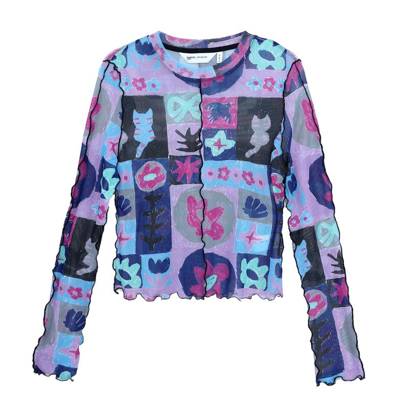 MOVEUP幻走2025春季新款.FUN系列圆领匹装印花皮肤衣短款T恤女