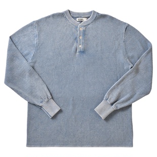 柴米洗水做旧亨利领长袖T恤纯棉毛衣男士秋季打底衫美式复古咔叽