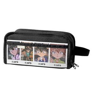 三年二班黑色双面痛包笔袋日系学生大容量高颜值文具盒吧唧铅笔盒