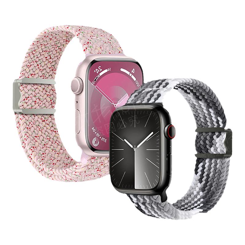 适用苹果手表iwatchS9/10代磁吸扣编织表带运动S8智能applewatch秋冬尼龙S7/6/5滑扣SE男女高级ultra腕带