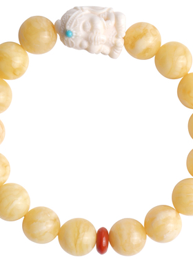 心斋堂俄料白花蜜猛犸象神手串