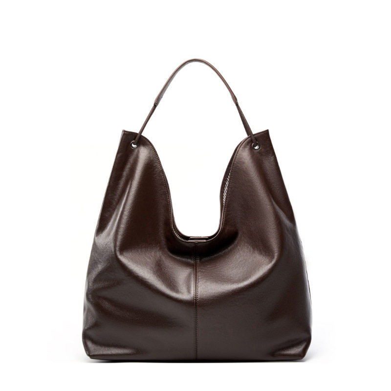 植鞣头层牛皮大容量hobo水桶包软纯皮tote单肩包真皮子母a4托特包