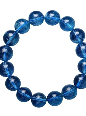 天然冰种海蓝宝手链女水晶手串魔鬼蓝色补水神石转运托帕石