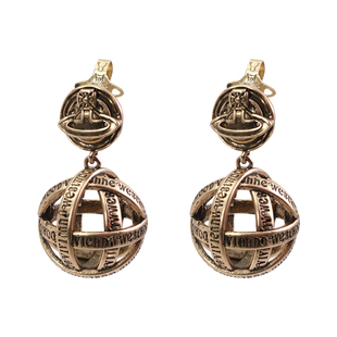 西太后字母球球耳坠2026新款爆款土星耳钉轻奢高级感朋克复古耳环