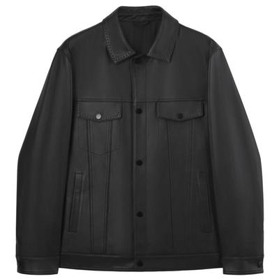 劲霸男装男士皮夹克秋冬新款翻领商务高档真皮皮衣皮装外套