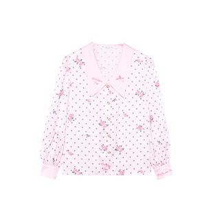 浪姐同款 RooMance汝曼司 粉色波点玫瑰绸缎睡衣女秋冬家居服套装