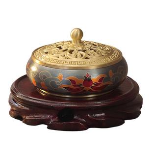 莲花中式铜香炉家用沉香珐琅彩室内盘香熏炉香篆摆件焚香上香薰炉