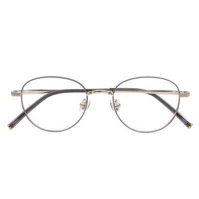 日系圆形小框一体超轻纯钛男女