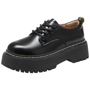 骆驼女鞋2025夏秋季新款时尚乐福鞋小皮鞋厚底松糕鞋通勤深口单鞋