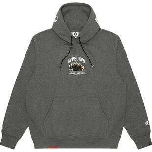 Aape旗舰男装秋冬猿人军团徽章字母印花厚绒连帽卫衣B378XAN