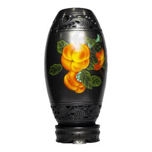 中式陶瓷器花瓶摆件客厅插花黑陶家居电视柜装饰品彩陶柿柿如意筒