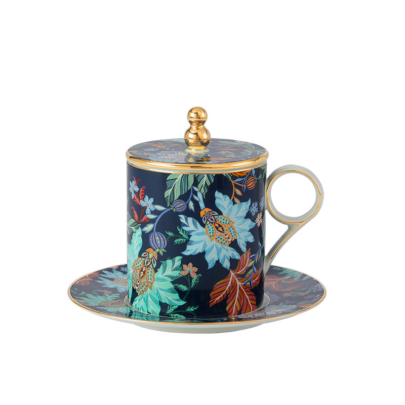 永丰源 幸福满园 三件套盖杯 陶瓷轻奢茶杯对杯泡茶杯带盖 礼盒装