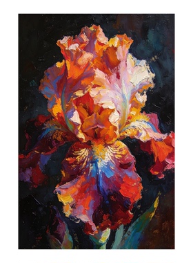 可班艺术纯手绘油画肌理花卉油画