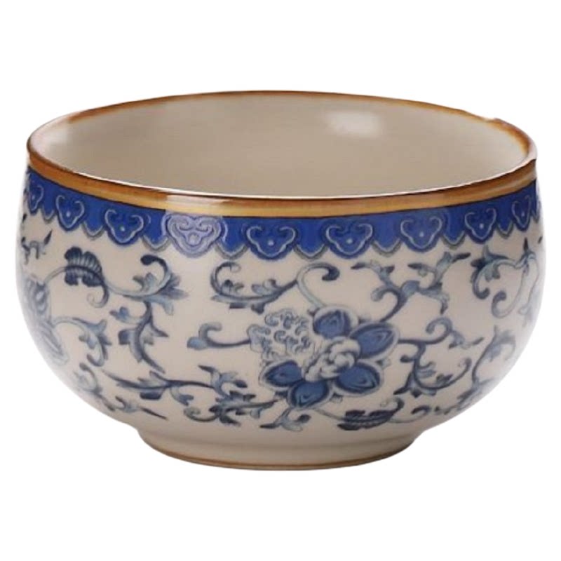 汝窑青花缠枝莲禅定茶杯