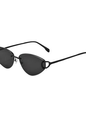 佐川高级感金属上扬猫眼无框墨镜