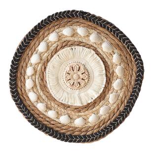 北欧摩洛哥挂饰手工草编圆型墙饰民宿墙面装饰卧室软装壁饰挂件