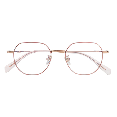 小脸超轻近视眼镜多边纯钛女