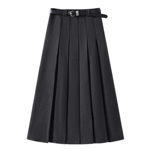 班尼路半身裙女2026新款冬梨型身材伯克利裙宽松大裙摆百褶裙子M