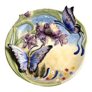 蝴蝶摆盘坐盘家用装饰品创意挂墙工艺品田园风