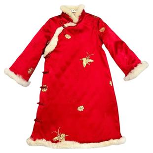 真兔毛女宝儿童旗袍秋冬季中国风女童拜年服民国风服装过年服国风