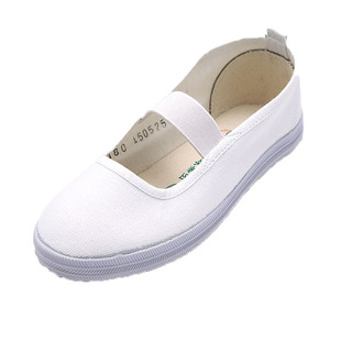 儿童体操鞋男童白色球鞋女童帆布鞋幼儿园小白鞋舞蹈鞋山东鲁泰鞋