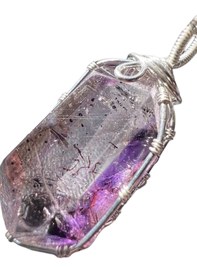 天然闪灵钻双尖水晶挂坠