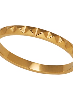 钛钢法式复古齿轮铆钉女士细戒