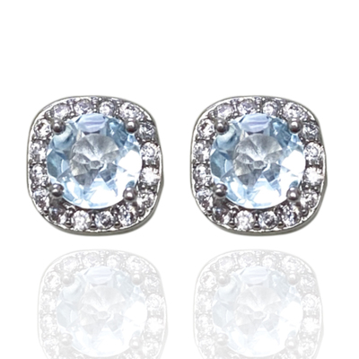 doudoustore托帕石浅蓝色耳钉