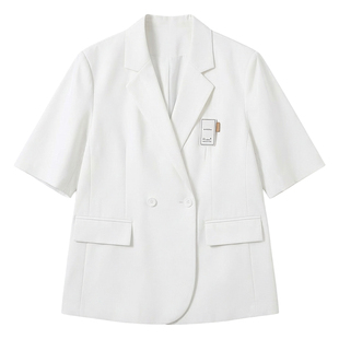 白色西装外套女短袖夏季薄款宽松高级感oversize宽肩炸街小西服潮
