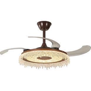 帕莎风扇灯中古风意式现代简约轻奢卧室餐厅隐形风扇吊灯一体灯具