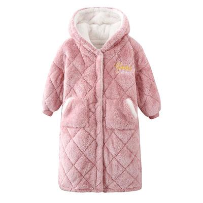 法兰绒睡袍浴袍居家外穿