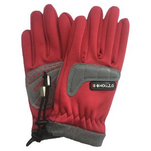 防水儿童手套加绒保暖冬款防风防滑耐磨挂绳滑雪滑冰五指可爱分指