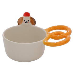 鹿谷川甜品碗带手柄的釉下彩酸奶碗饭碗早餐燕麦碗冰淇淋碗陶瓷碗