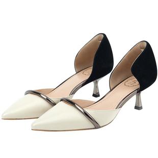 【34码粉丝福利】73Hours女鞋春夏新款乐福鞋高跟单鞋女凉鞋拖鞋