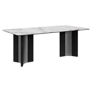 德利丰芬迪白岩板餐桌轻奢高级肌理大师方桌简约家用小户型饭桌