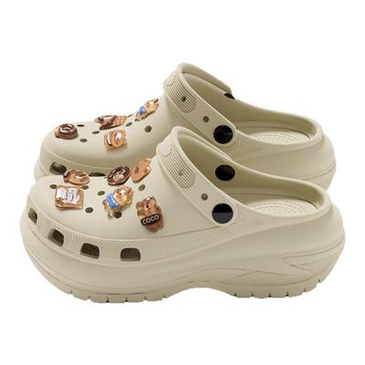 厚底增高洞洞鞋女夏季外穿送鞋花