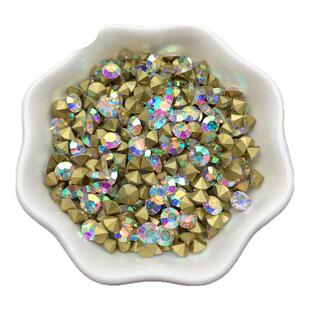 2.0mm彩色尖底水钻水晶玻璃圆形立体散颗小包补钻diy饰品混合贴钻