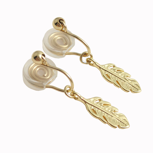 新垣结衣Gakki日剧逃避可耻但有用羽毛叶子耳环耳夹进口14K注金女