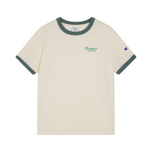 Champion冠军短袖T恤女2026春季新款圆领撞色宽松上衣流光甜酷风