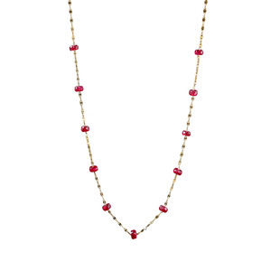 可卿珠宝 微醺玫瑰 红宝石项链18k金算盘刻面满天星颈链