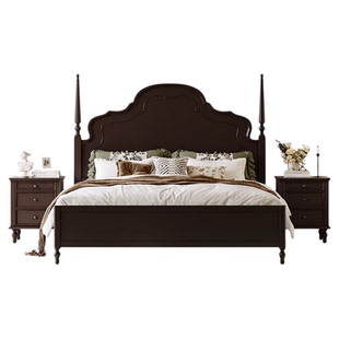 法式复古全实木床美式1米8主卧婚床安娜床中古风双人卧室2米大床